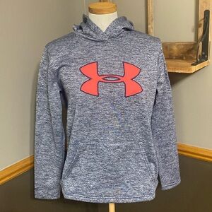 Under Armour navy heather with coral UA Logo hoodie size small
